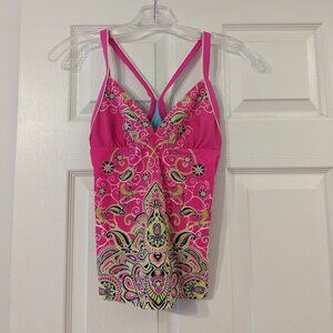 Athleta Swim Top Tankini XXS Pink Crossback